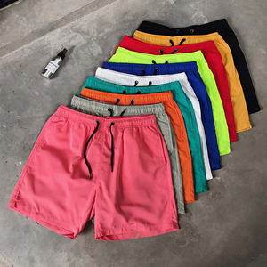 <b>Men</b> Solid Color Quick Dry Drawstring Board Shorts Mid Waist Casual Swim <b>Trunks</b> Woven Polyester Short Length - Product Image 1