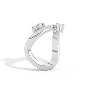 Lab Grown Diamond Stackable Rings Bezel Set Custom 14k 18k Solid Gold Round Wavy Curvy Cluster Bands Everyday Wear Manufacturer - Product Image 3