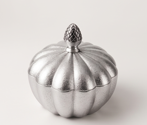 Bol de rangement décoratif de Noël en aluminium argenté avec couvercle, pièce d'appoint de table pour les fêtes, vente en gros du fabricant - Product Image 1