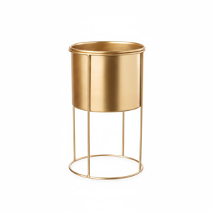 Gold <b>Metal</b> Planter with <b>Stand</b> Elegant Decorative Flower Pot Holder Modern Indoor <b>Plant</b> Display for Living Room Bedroom Office - Product Image 1