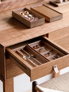 Handmade Natural Wood Jewelry Organizer <b>Box</b> Stackable <b>Drawer</b> Style Jewelry Display <b>Storage</b> Case for Rings Earrings Necklaces - Product Image 5