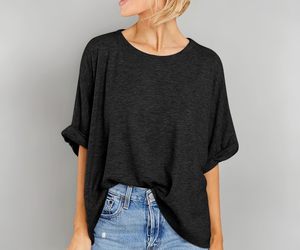 Camiseta Holgada de Verano para Mujer STELLAR Simple Touch, Ecológica, Casual, Cuello Redondo, Manga Corta, Poliéster/Algodón Terciopelo - Product Image 1