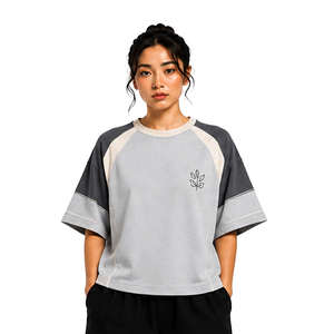 Camisetas Holgadas de Algodón Pesado para Mujer al por Mayor, Estilo Urbano de Manga Corta, Personalizables con Logotipo, Proveedor OEM ODM de Marca Privada - Product Image 4