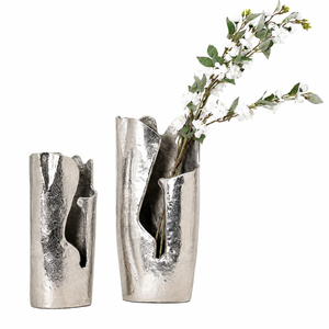Juego de Floreros Modernos de Aluminio Plateado, Decoración de Mesa Metálica de Lujo para Sala de Estar y Eventos de Boda - Product Image 3