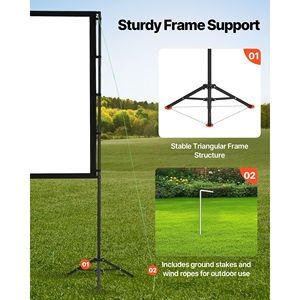 Schermo di Proiezione Portatile 100 Pollici, Angolo di Visione 160 Gradi, Senza Pieghe, 4K HD 16:9, per Interni/Esterni, con Supporto - Product Image 3