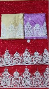 Tissu George non-tissé brodé de dentelle multicolore pour fille, style ethnique, lourdement perlé, en promotion par l'exportateur - Product Image 2