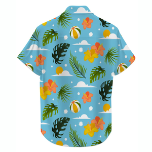 Nouvelle chemise d'été pour homme style hawaïen à col montant, respirante, en sergé, à manches courtes, boutonnée, décontractée, imprimée numériquement à motifs géométriques, pour la plage - Product Image 5