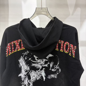 เสื้อฮู้ดซิป IBEX Mixed Emotion Streetwear สำหรับผู้ชาย ทรงโอเวอร์ไซส์ ผ้าฝ้าย พิมพ์ลายด้านหน้าและด้านหลัง พร้อมโลโก้ แฟชั่นฤดูใบไม้ร่วง - Product Image 5
