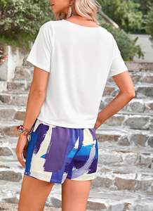 Latest Fashion Clothes Casual Women Short T Shirt <b>Twin</b> <b>Set</b> New Fashion Women Casual Summer Cotton <b>Twin</b> <b>Set</b> Customized - Product Image 3