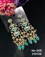 Boucles d'oreilles pendantes longues en alliage Kundan Polki, style traditionnel et tendance, avec diamants américains et design géométrique, qualité supérieure pour femme