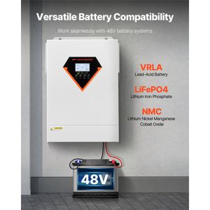 Onduleur solaire hybride 6000W tout-en-un à onde sinusoïdale pure, alimentation 48V CC monophasée, sortie 220/230V CA avec sortie monophasée intégrée - Product Image 5