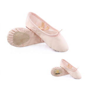 MBAANI Chaussures de ballet souples en toile avec semelle en caoutchouc, chaussures de danse plates pour filles, rose - Product Image 2