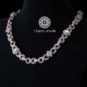 Charm Jewels Unisex Men's Women's Moissanite <b>Statement</b> <b>Necklace</b> 14K Gold Plated Silver Link Chain Brilliant Cut IGI Certified - Product Image 1