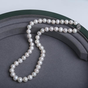 Collar de Perlas de Agua Dulce Naturales de 8-9 mm con Hebilla de Lingote, Cadena de Suéter Premium con Accesorio de Cadena para el Cuello - Product Image 4