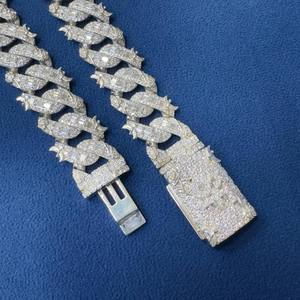 Collier unisexe de luxe en moissanite, coupe baguette, chaîne à maillons, plaqué rhodium, argent 925, bijoux géométriques hip-hop pour soirée - Product Image 3
