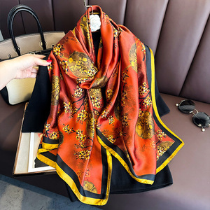 Luxury Printed 100% <b>Silk</b> Satin Square Scarf Women Muslim Fashion Accessory Solid Multi-Functional All Seasons - Product Image 5