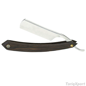Professional Foldable Men's Straight <b>Razor</b> Wood Handle Black Stainless Steel Blade Disposable Single Blade Face Body Custom Logo - Product Image 4