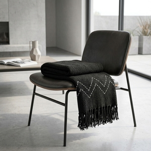Zigzag <b>Throw</b> <b>Black</b> Woven Soft Fabric Solid Long Lightweight Decorative <b>Throw</b> <b>Blanket</b> Home Textile Scarves Shawls Sofa Bed - Product Image 3