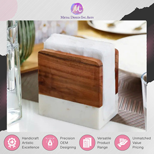 Porta Servilletas de Madera de Acacia y Mármol Personalizable de Proveedor Indio a un Precio Excepcional para Compradores al por Mayor - Product Image 5