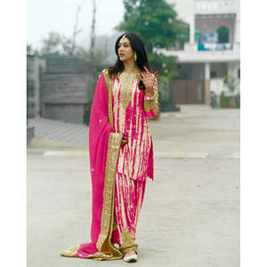 Fancy <b>Top</b>-Patiala and Dupatta in XL Size with Digital Print and Heavy Embroidery Sequence Work - Product Image 2