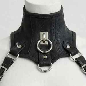 Ensemble Harnais Corset en Cuir Style Bondage Sexy, Tenue Fétichiste Non Tissée, Lingerie Costume Blanc, Effet Gainant, Boucles Métalliques, Sportif - Product Image 3