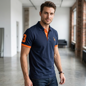 Polo pour homme de haute qualité, vente en gros, best-seller, été, motif uni, brodé, manches courtes, col rabattu, coupe ajustée - Product Image 1