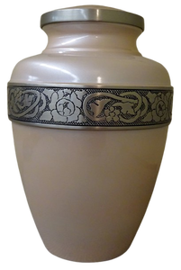 Urna Funeraria de Metal Grabada en Blanco, Estilo Clásico Americano/Europeo, para Cenizas de Adultos - Product Image 3