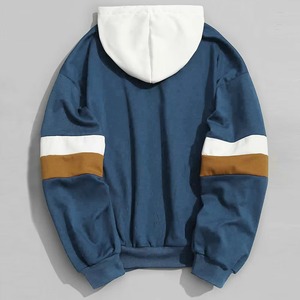 Custom <b>Men</b> <b>Pullover</b> Hoodie Khaki Contrast White Hood Stripe Sleeve Color Block Fleece Oversized Streetwear Hoodies Sweatshirt - Product Image 4