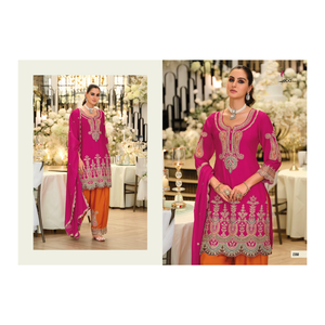 Ensemble Salwar Farshi en Soie Chinon avec Broderie, Tenue de Soirée Élégante et Traditionnelle pour Femmes - Product Image 1