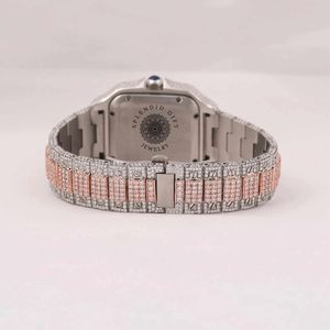 Reloj de Lujo con Cristales de Zafiro y Moissanita, Caja ETA, Correa de Moissanita Roja y Plateada de 28mm, un Regalo Espléndido - Product Image 3