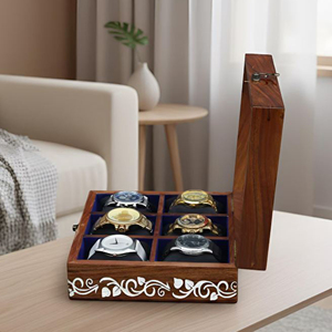 Caja de Madera para Relojes con Tapa de Cristal Transparente, Estuche de Almacenamiento de Alta Gama para Exhibición de Relojes de Madera por AYAANS - Product Image 1