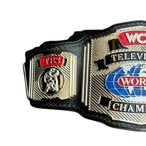 WCW Television World Championship Belt Black Leather Silver and Blue Design Premium Quality Title Belt for Wrestling Fans - Product Image 3