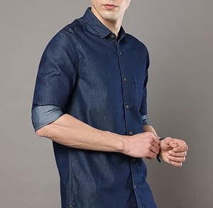 2026 New Arrival Men Blue Denim Jeans Shirts Customized Logo & Design Buttons Style Breathable Sustainable Mens Denim Shirts - Product Image 6