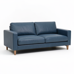 Sofá de Cuero Genuino Personalizado, Varias Opciones, Estructura y Patas de Madera o Metal, Funda de Cuero Real, Sofá de Dos Plazas para Sala de Estar - Product Image 1