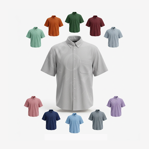 Chemise décontractée pour homme en coton 100% uni, légère, classique, avec poche, tendance, douce, pour le bureau, été - Product Image 1