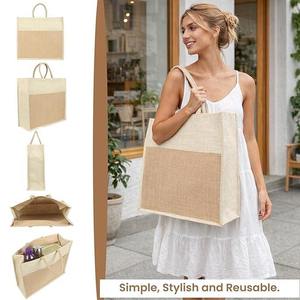 <b>Luxury</b> Natural Jute Tote <b>Bag</b> Customized Size Durable Reusable Zipper Closure Non Woven Handle Promotional Events Corporate <b>Gifts</b> - Product Image 3