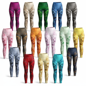 Leggings de yoga taille haute coupe décontractée en tissu personnalisé, sans couture, extensibles, pour la gym, avec logo personnalisé, pour la course et l'entraînement, pantalon de sport - Product Image 1