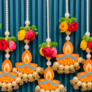 Guirnalda Colgante de Perlas Diya, Decoración Floral para Puerta, Decoración Festiva para Pared, para Diwali, Bodas, Hogar, Mandir, Diseño Hecho a Mano - Product Image 4