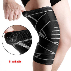 Genouillère de compression respirante en tricot, unisexe, motif noir et blanc, protection toutes saisons - Product Image 5