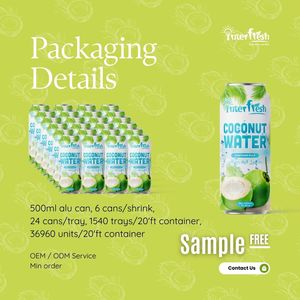 Puré de agua de coco Interfresh de alta calidad, 500ml, bajo en carbohidratos, OEM/ODM, caja de etiqueta privada con sabor filtrado, 24 latas/cartón diseñado - Product Image 4