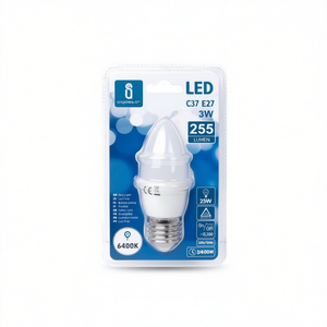 หลอดไฟ LED C37 E27 3W 6400K แสงเดย์ไลท์ 255 ลูเมน หลอดประหยัดพลังงานอายุการใช้งานยาวนาน - Product Image 2