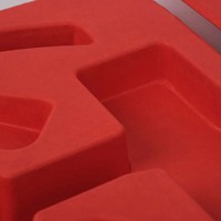 Inserts d'emballage écologiques en pulpe moulée rouge, plateaux en papier biodégradables antichoc