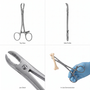 Pinzas Ortopédicas para Sujeción Ósea con Mordazas Dentadas, Trinquete Autoblocante, Instrumento de Reducción de Acero Inoxidable - Product Image 2