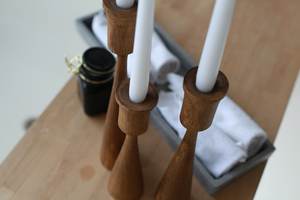 <b>Wooden</b> Tapered <b>Candlestick</b> Holder Set Natural Finish Home Decoration for Table Use - Product Image 6