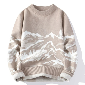 Pull en laine mérinos 100% bleu marine pour homme, pull en laine tricoté pour l'automne, pull à manches longues pour homme, pull tricoté - Product Image 1