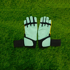 Yellow Breathable Leather Batting Gloves with <b>Hook</b> And Loop Closure for Training Unisex Adults - Product Image 4