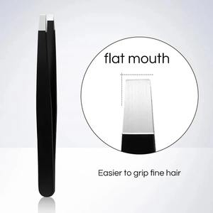 Stainless Steel Black Eyebrow <b>Tweezer</b> with Slant and Flat Point Beauty Tools for Eyebrows & <b>Ingrown</b> <b>Hair</b> Removal - Product Image 6