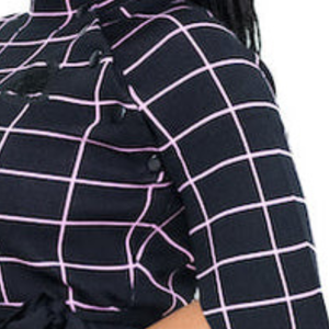 <b>Black</b> Pink Oxford Check Cape Sleeve <b>Dress</b> for Women Elegant Plaid Pattern Casual Party <b>Dress</b> Stylish Sorority Fashion Custom - Product Image 6