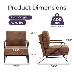 Poltrona Moderna Mid-Century con Struttura in Ferro e Cuscino Imbottito, Sedia Lounge per Soggiorno e Balcone - Product Image 2