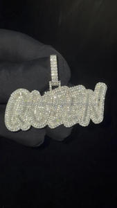 Pendentif de luxe « QUEEN » avec diamant Moissanite et chaîne cubaine, bijoux Hip Hop - Product Image 6